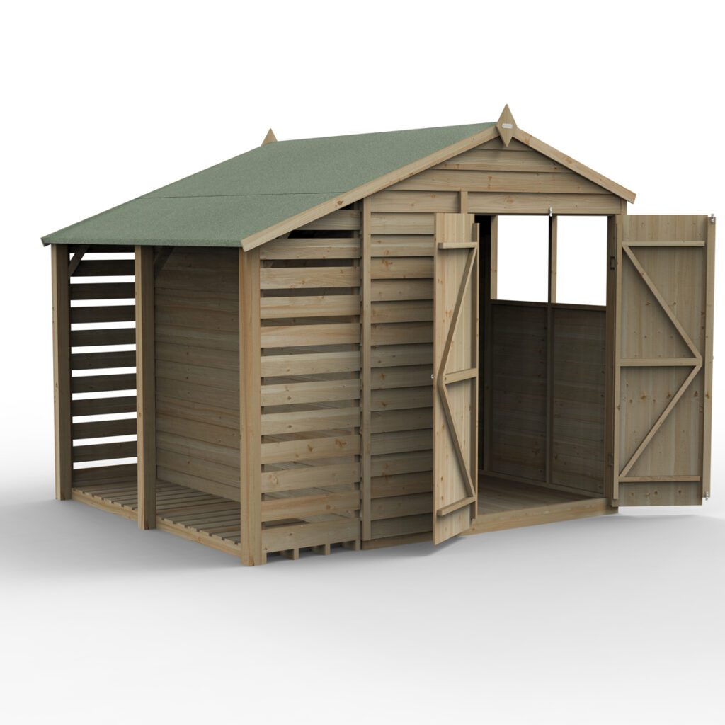 4LIFE Apex Shed 6×8 – Double Door – 2 Window –  With Lean-To with Installation 5013053200759 2